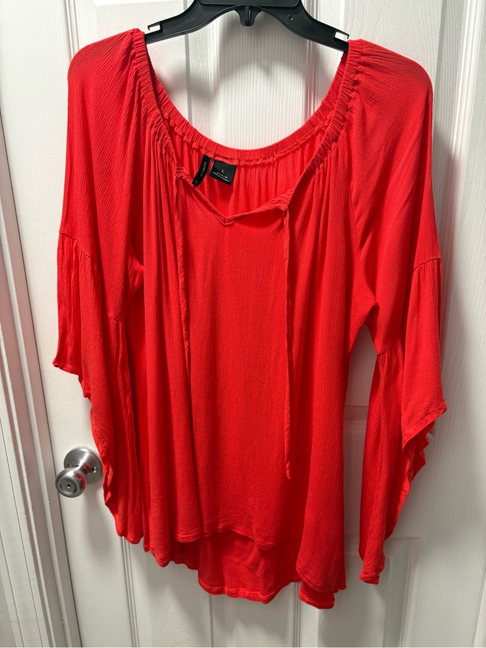 new directions Red Flowing Peasant Tunic